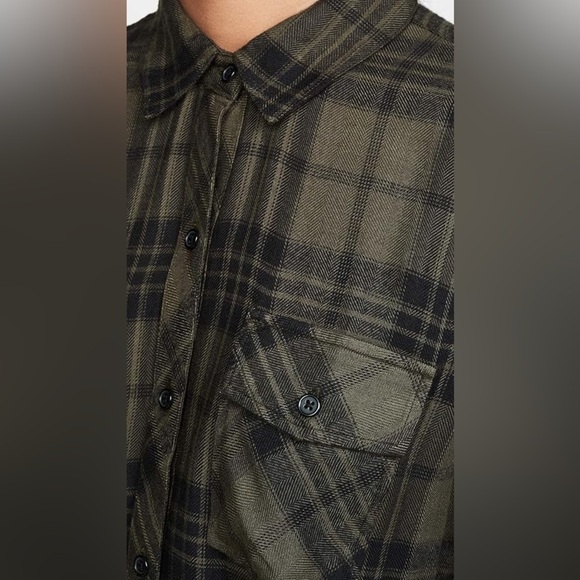 Rails Brent Plaid Sport Shirt In Olive Jet - Size M - Picture 4 of 6